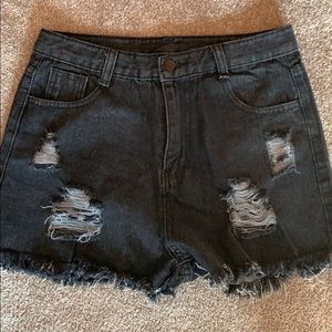 Black jean shorts